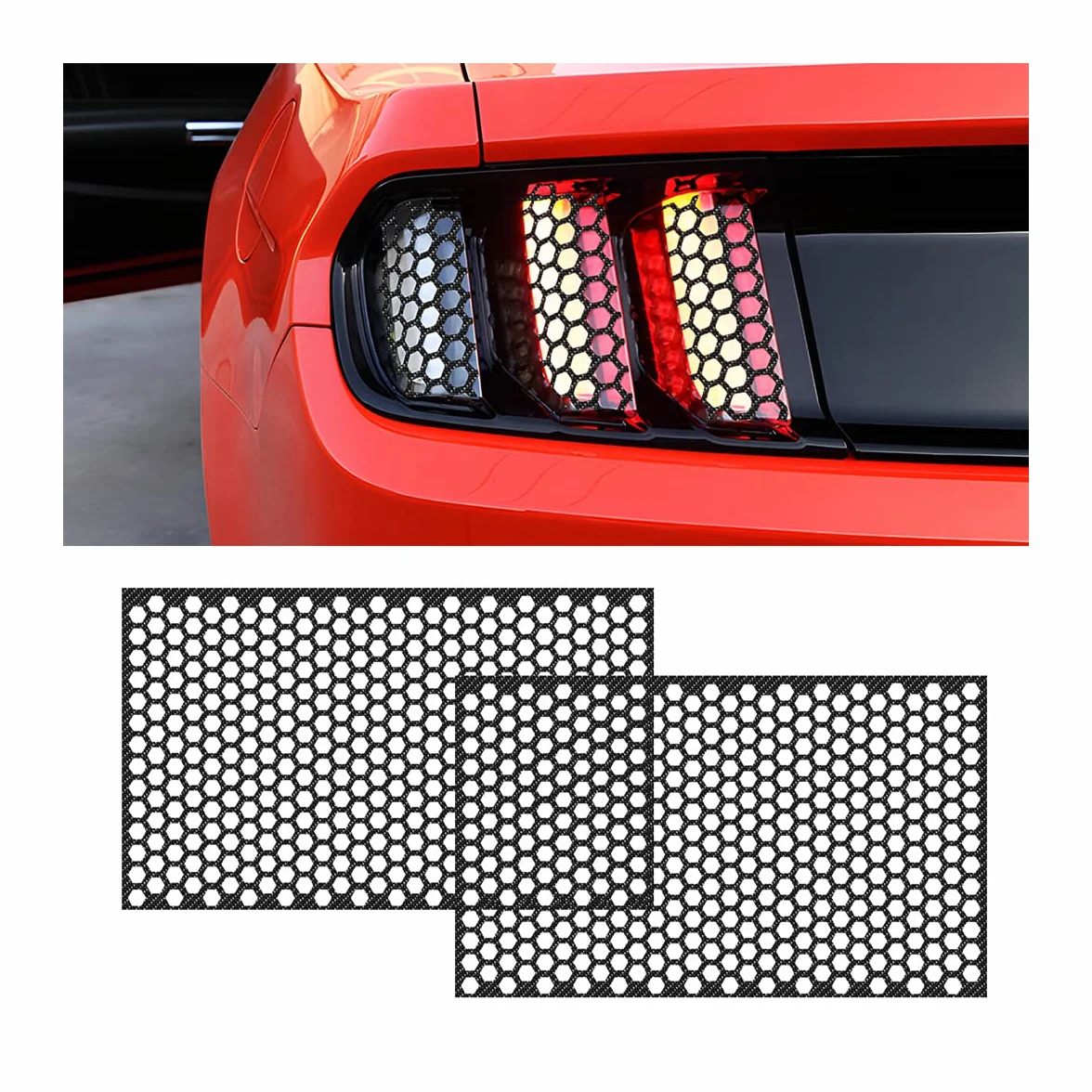 CGEAMDY 2PCS Adesivo A Nido D'Ape per Auto, 48cm*30CM Adesivi Decorativi per Auto, Impermeabile, Antigraffio, Multifunzionali Accessori Universali per Auto, Adatto per Auto, SUV(Fibra Carbonio)