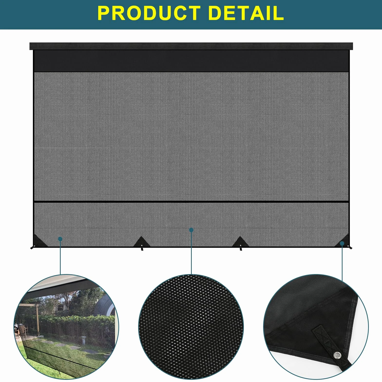 Tendalino Universale Protezione Solare per Camper 3,4 x 2,1 m Schermo Privacy Parete Laterale