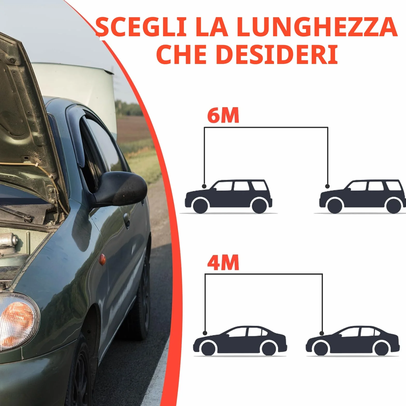 TLGREEN Cavi Avviamento Auto 4M 1000A 12V-24V 30mm² con Guanti e Borsa