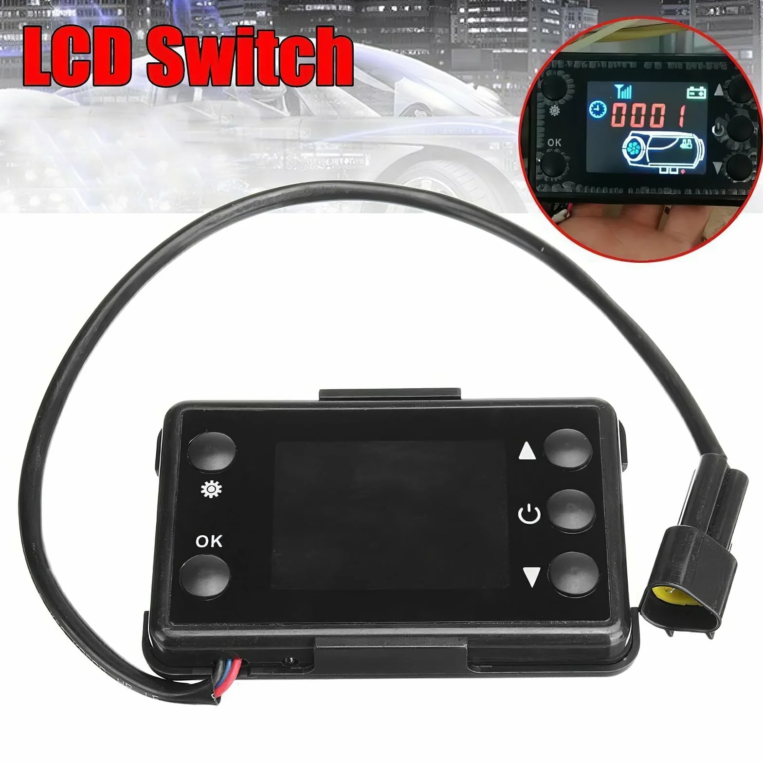 Baceyong LCD Switch 4 Pulsanti Telecomando, Riscaldatore Universale per Auto 12V per Auto Diesel Parcheggio Riscaldamento