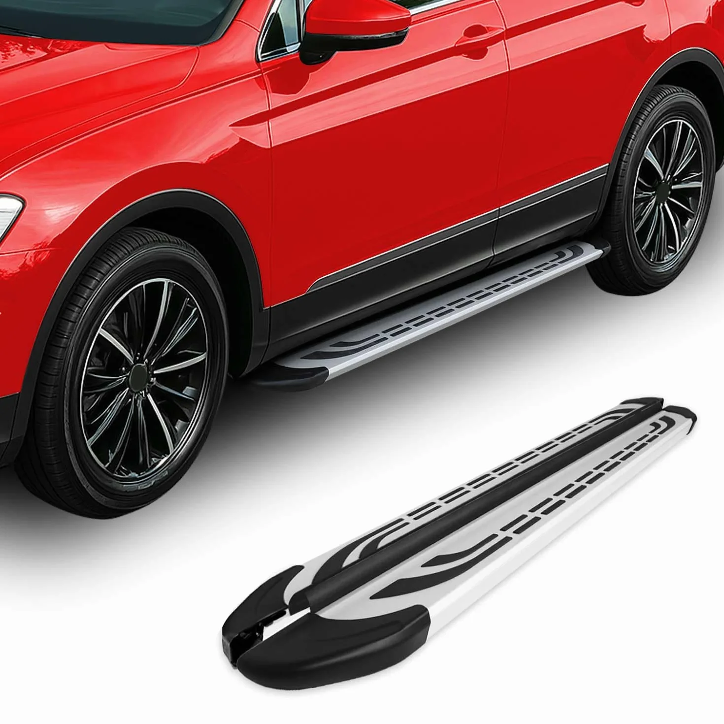 OMAC Pedane Laterali Sottoporta Seitenbretter compatibile con Peugeot 3008 II 2016-2024 Argento Alu 2 Pz
