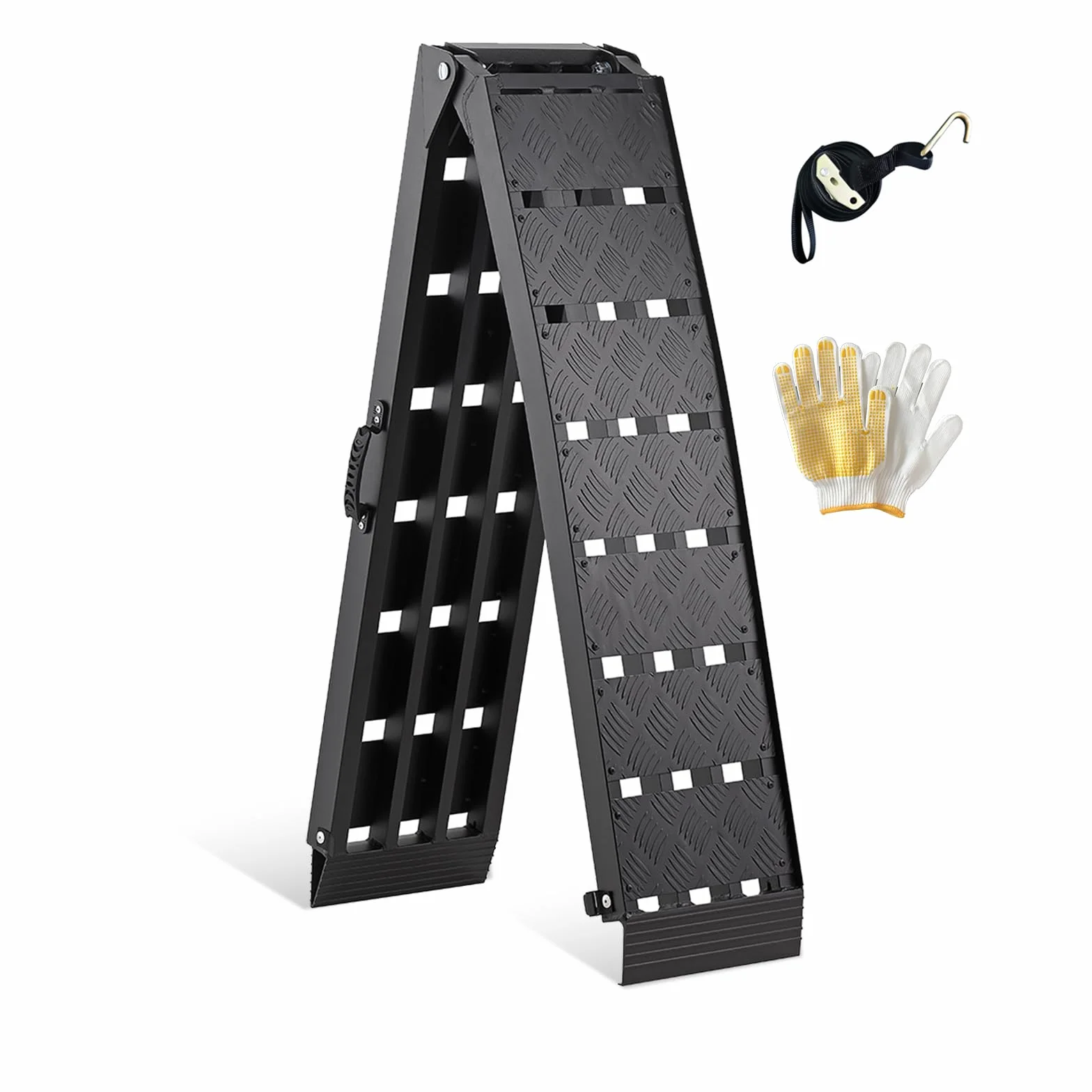 gardhom Rampa Moto Robusta Pieghevole 340Kg Alluminio Rampe per Auto Portatile 228X28X4.5cm Rampe Di Carico per Adatta A Tosaerba, Biciclette e Quad