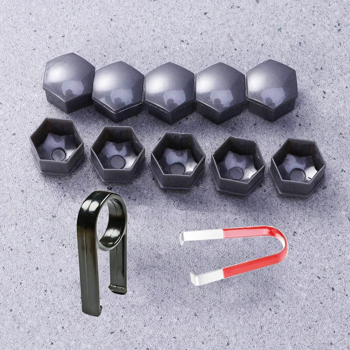 Gebildet 24 Pezzi Copridadi Ruota 17mm Copridadi Bullone Ruota, Copridadi Esagonali per Pneumatici con Set di Strumenti di Rimozione per Auto(Grigio)