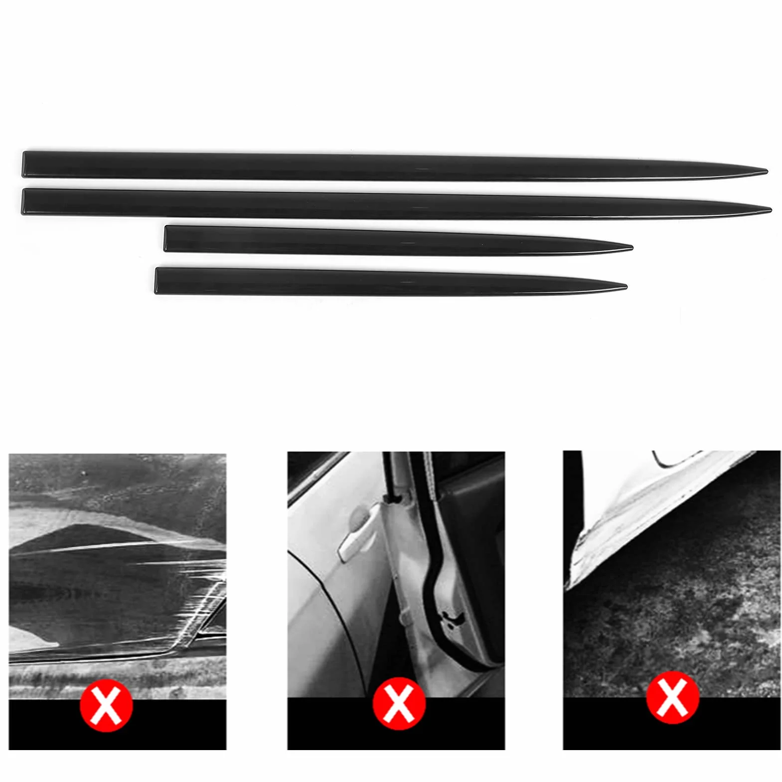 Qiilu 4 Pezzi Rivestimento Laterale Del Corpo Impermeabile Nero Brillante Protezione Universale Porta Modanatura Automobilistica