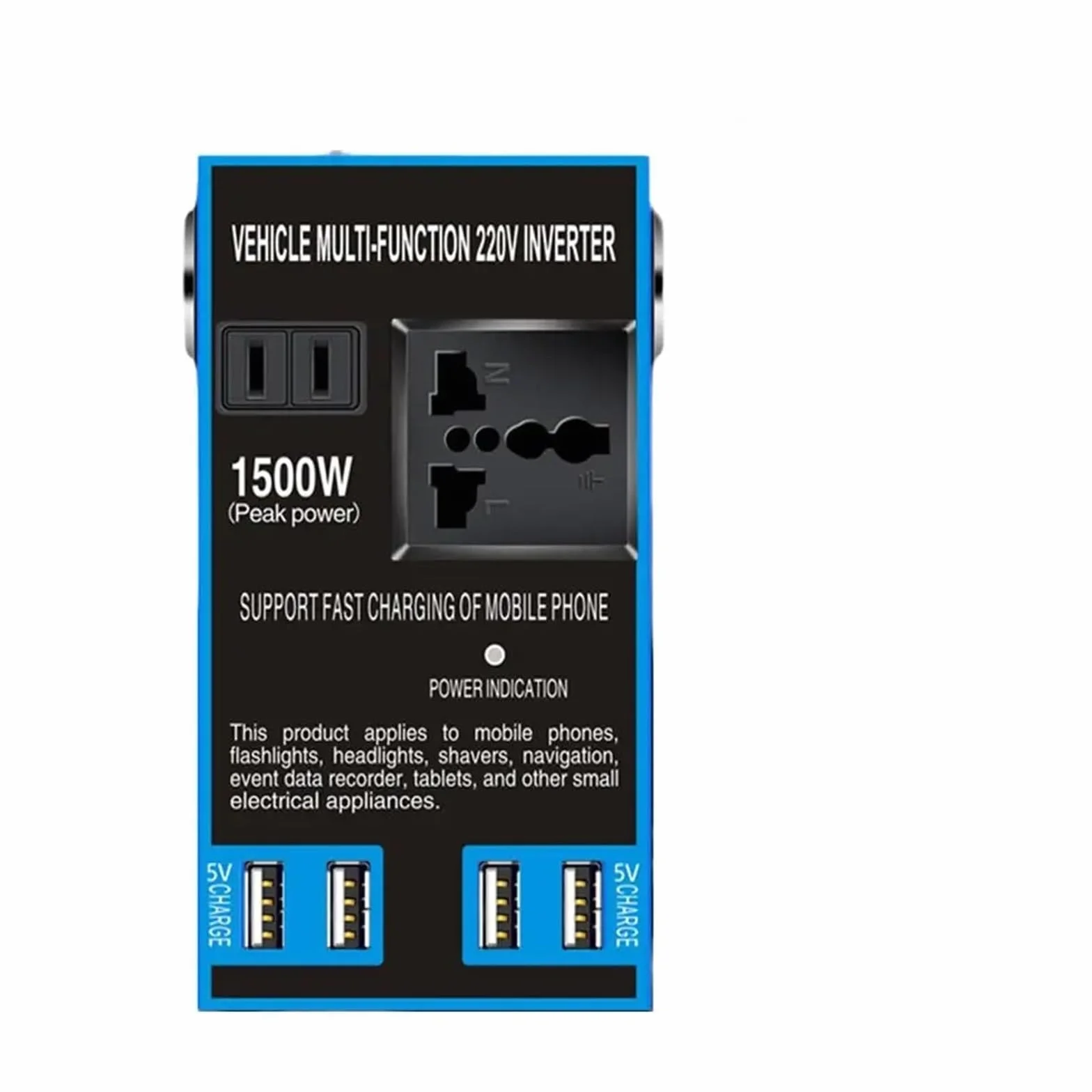 Heavy-Duty Power Inverter 12V/24V to 220V DC-AC Converter USB Dual Outlets for Trucks Cars