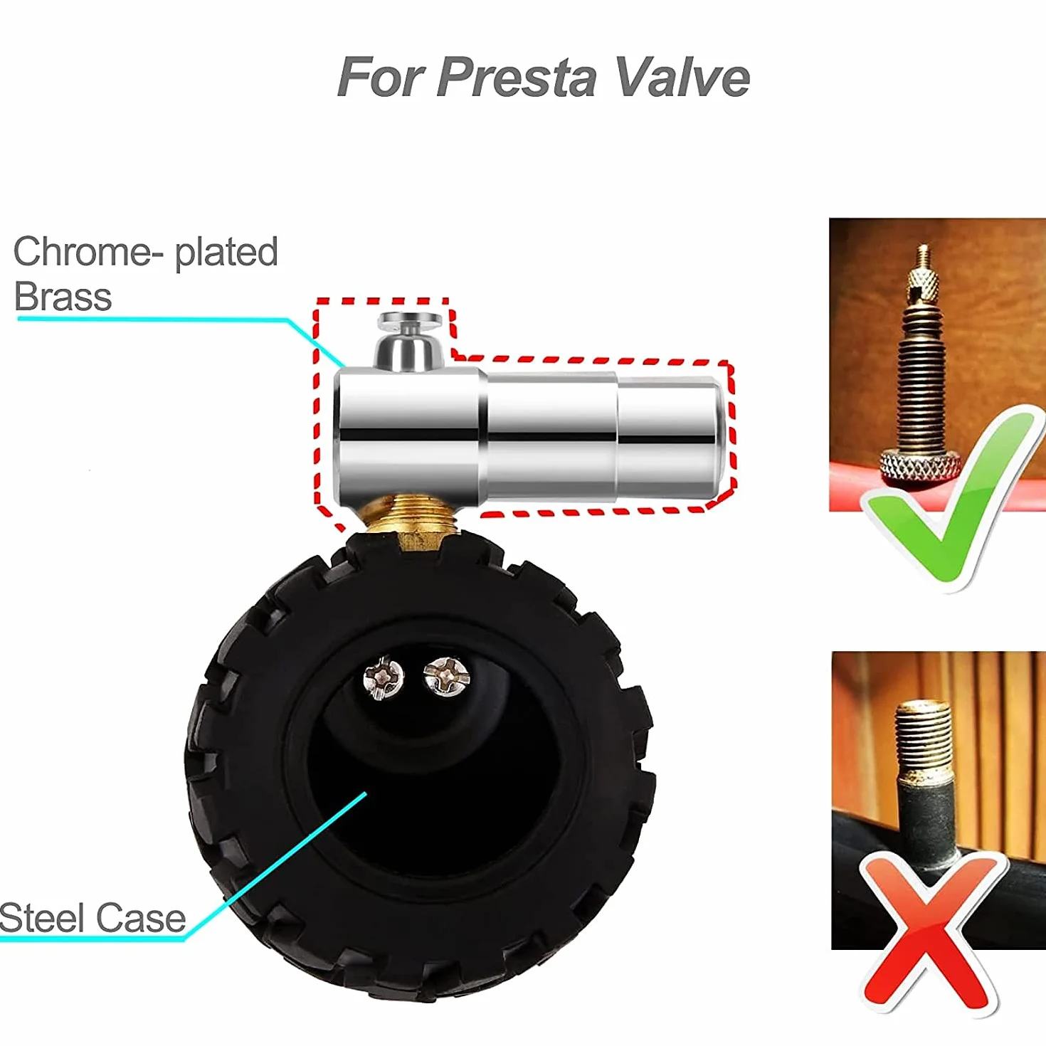 Godeson Manometro Pressione Gomme 100PSI/7Bar per Bicicletta Valvola Presta