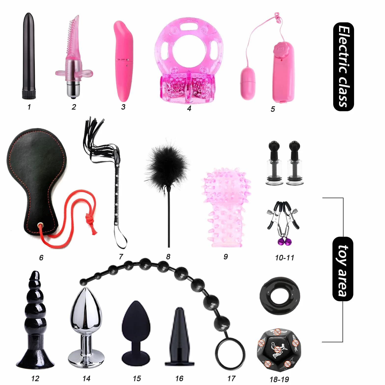 BDSMYOU Bondage Set 28 pezzi Manette Plug Anale Vibratore Frustino Morsetti Capezzoli Choker Ball Gag Sessuali Rosso