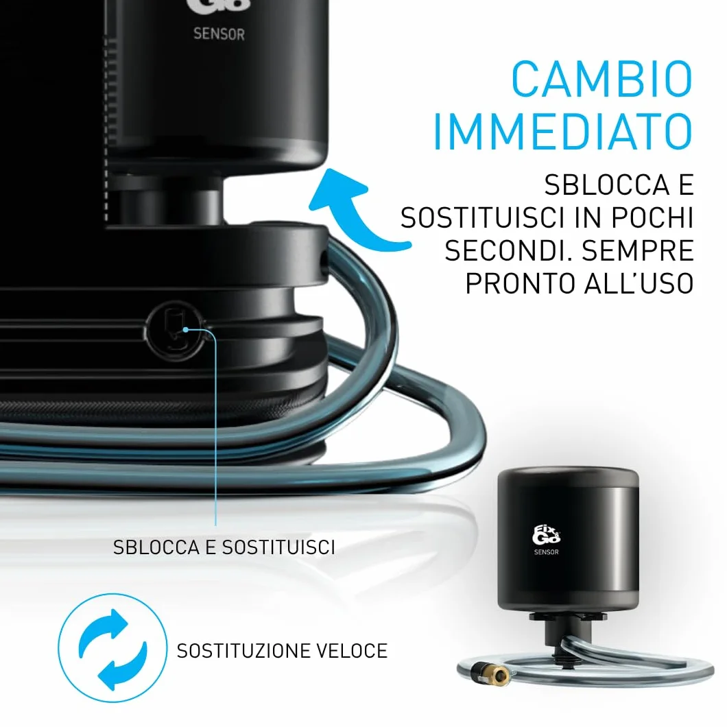 Fix&Go SENSOR Kit Riparazione Pneumatici Auto Professionale 12V Compressore Sigillante a Base di Lattice per SUV Elettriche Safe TPMS