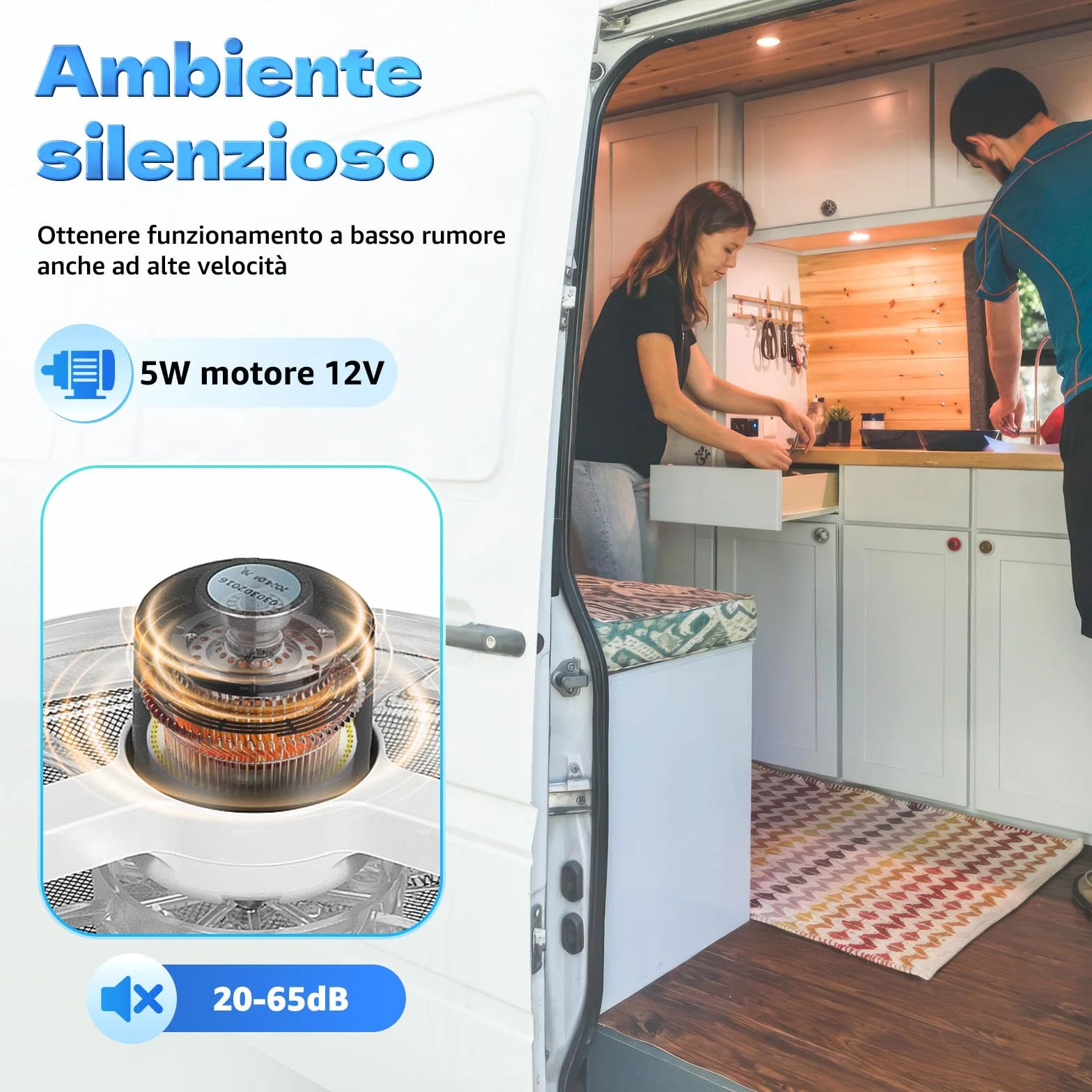 Finestra da tetto per camper 28x28 cm ventilazione insonorizzata ventola estrazione aria manuale LED 30W 12V