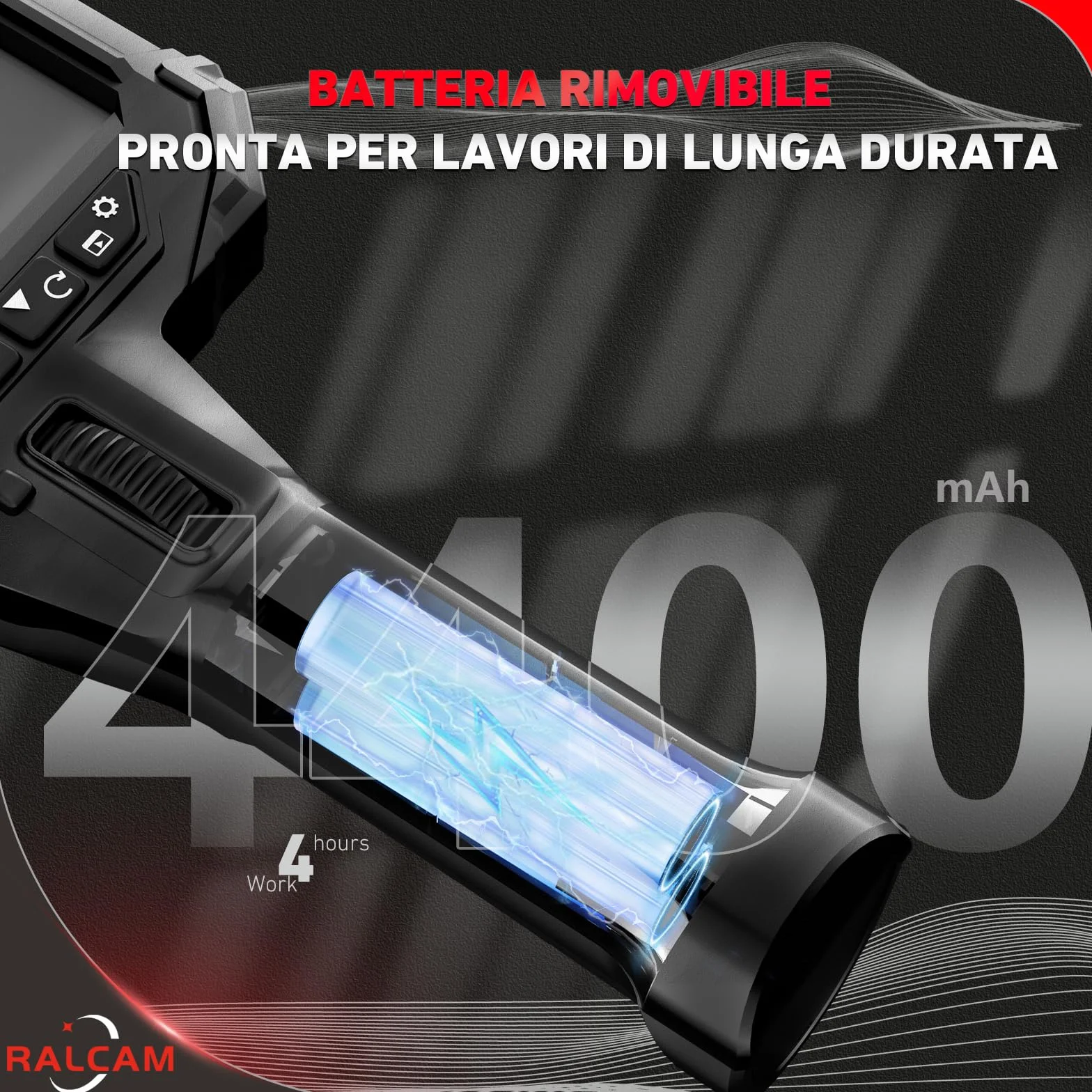 Ralcam Fotocamera Endoscopia IP67 con Testa Mobile 210°, Sonda 5,5mm, Schermo HD 5", Tubo 1,5M