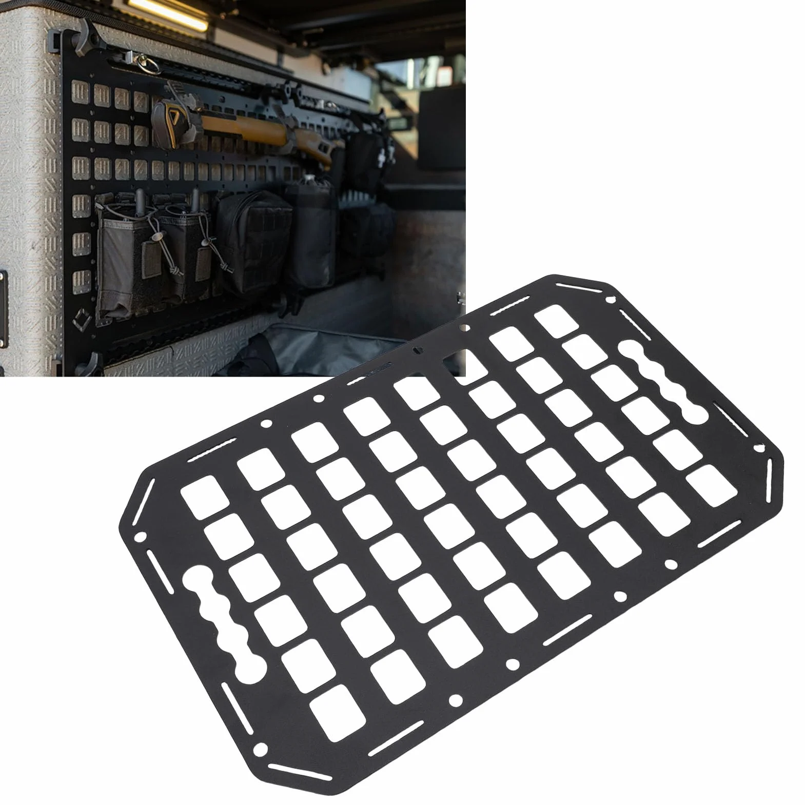 Fockety Pannello Molente a Letto Laterale, 432x273x2mm Aluminium L Traccia Pannello MOLLE Pannello Truck Pannello MOLLE MOLLE Pannello per Berlina SUV Pickup Van RV