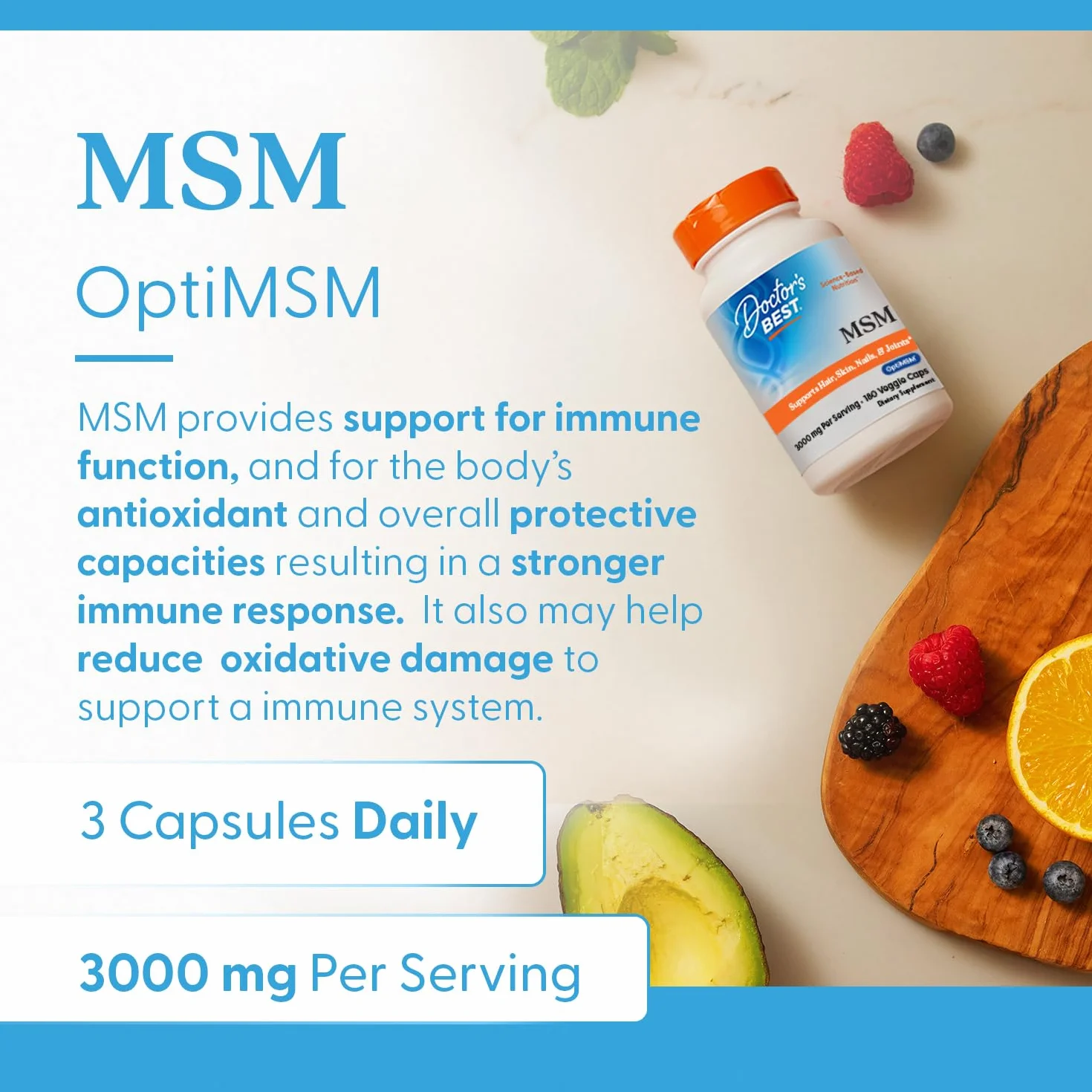 Doctor's Best MSM with OptiMSM Vegan 1000mg 180 vcaps