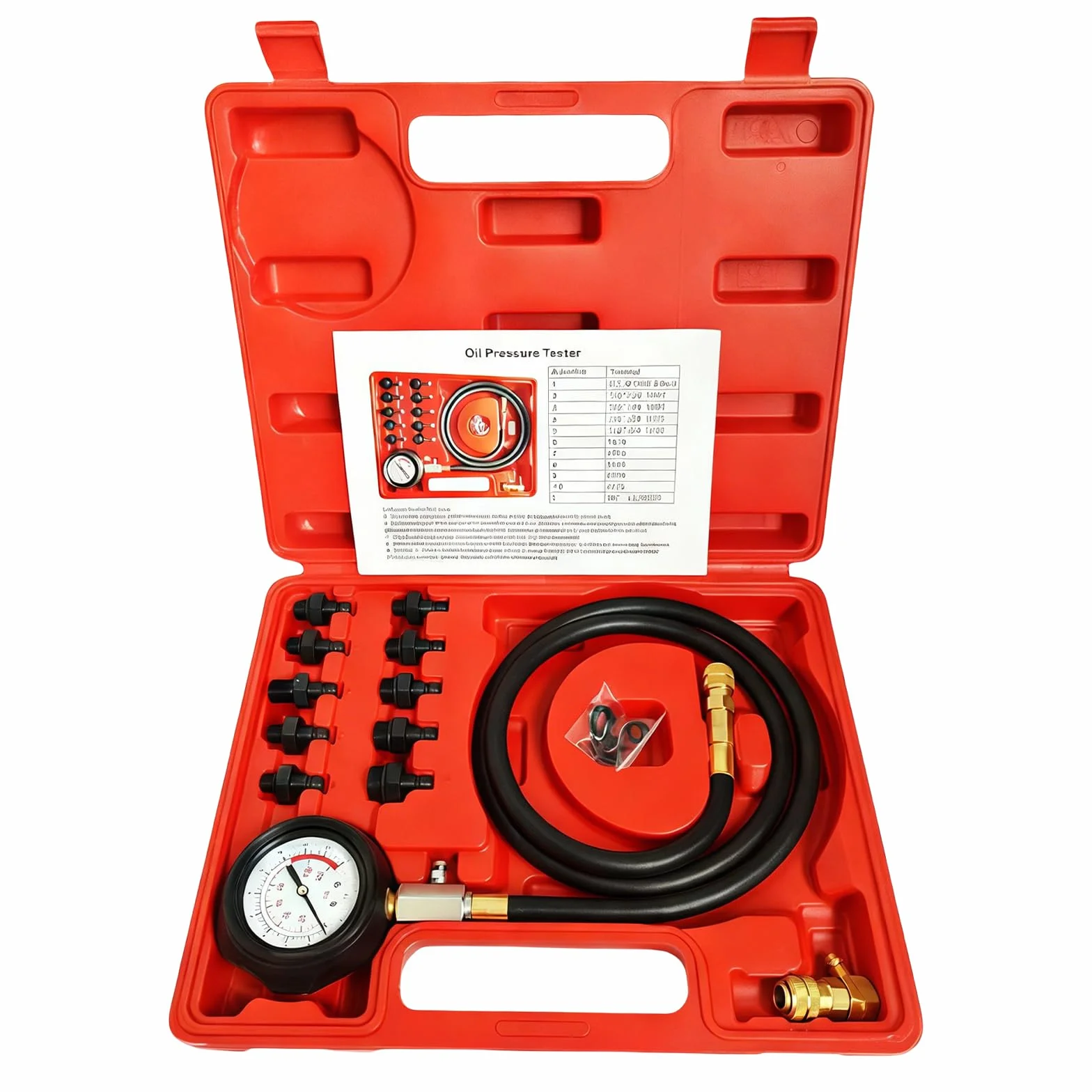 Kit di tester di pressione dell'olio, misuratore di pressione dell'olio, strumento tester di pressione dell'olio, 0-140 PSI, sistema di carburante, sensore meccanico del motore, prova di compressione
