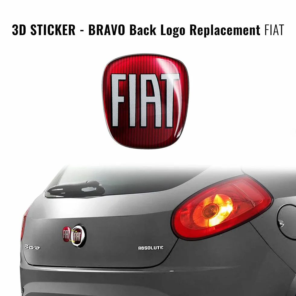 Fiat Adesivo Autovettura 3D Ricambio Logo per Bravo Posteriore, Rosso