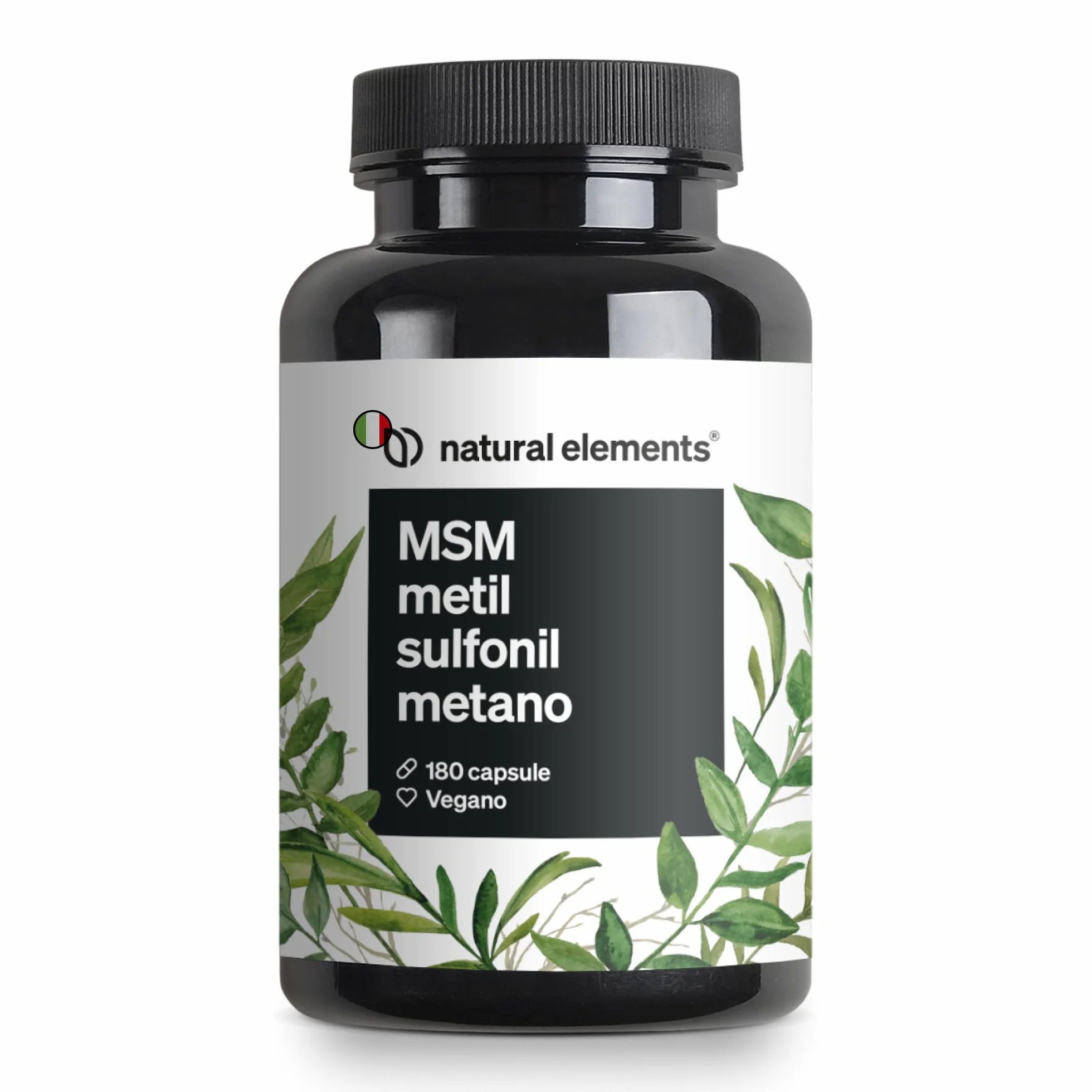 MSM in capsule 180 capsule vegane 1600 mg metilsulfonilmetano in polvere per dose giornaliera altamente dosato prodotto in Germania