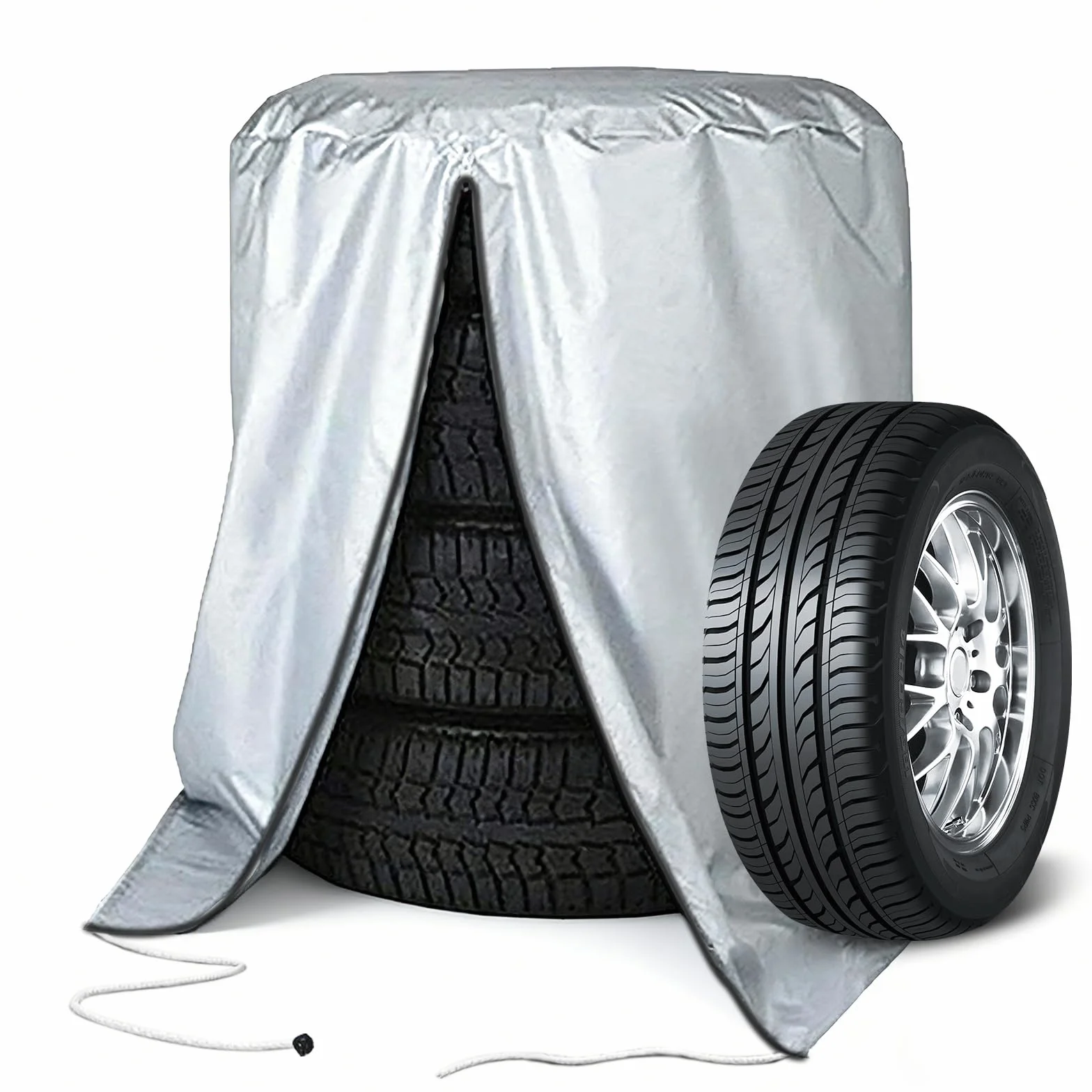 Coperture Protettive per Pneumatici Impermeabili per Auto, Borsa Argento per 4 Pneumatici 18-22 Pollici
