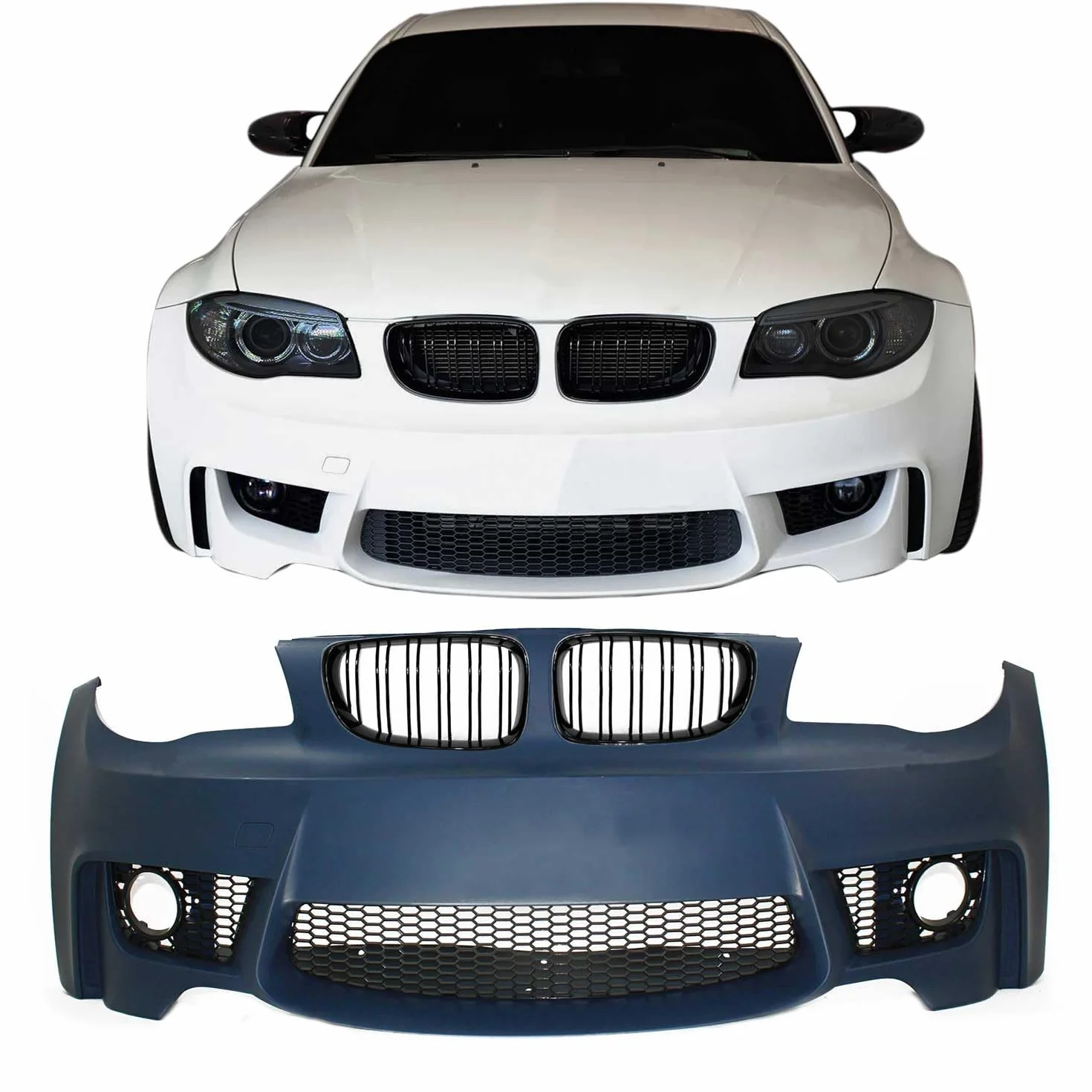 JOM Frontstoßstange BMW E81 E82 E87 E88 2004-2013 Doppelrippen Grill Nero
