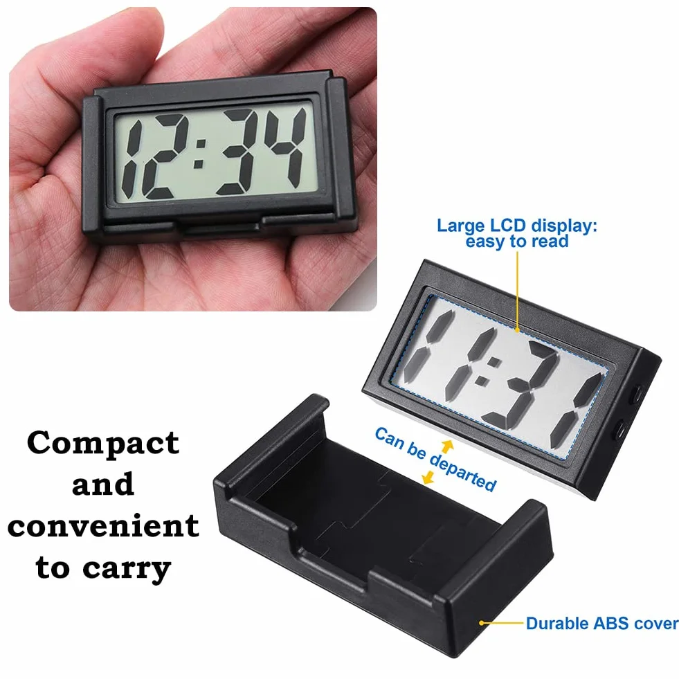 Orologio Digitale LCD da Cruscotto per Auto, Mini Orologio Auto, Nero
