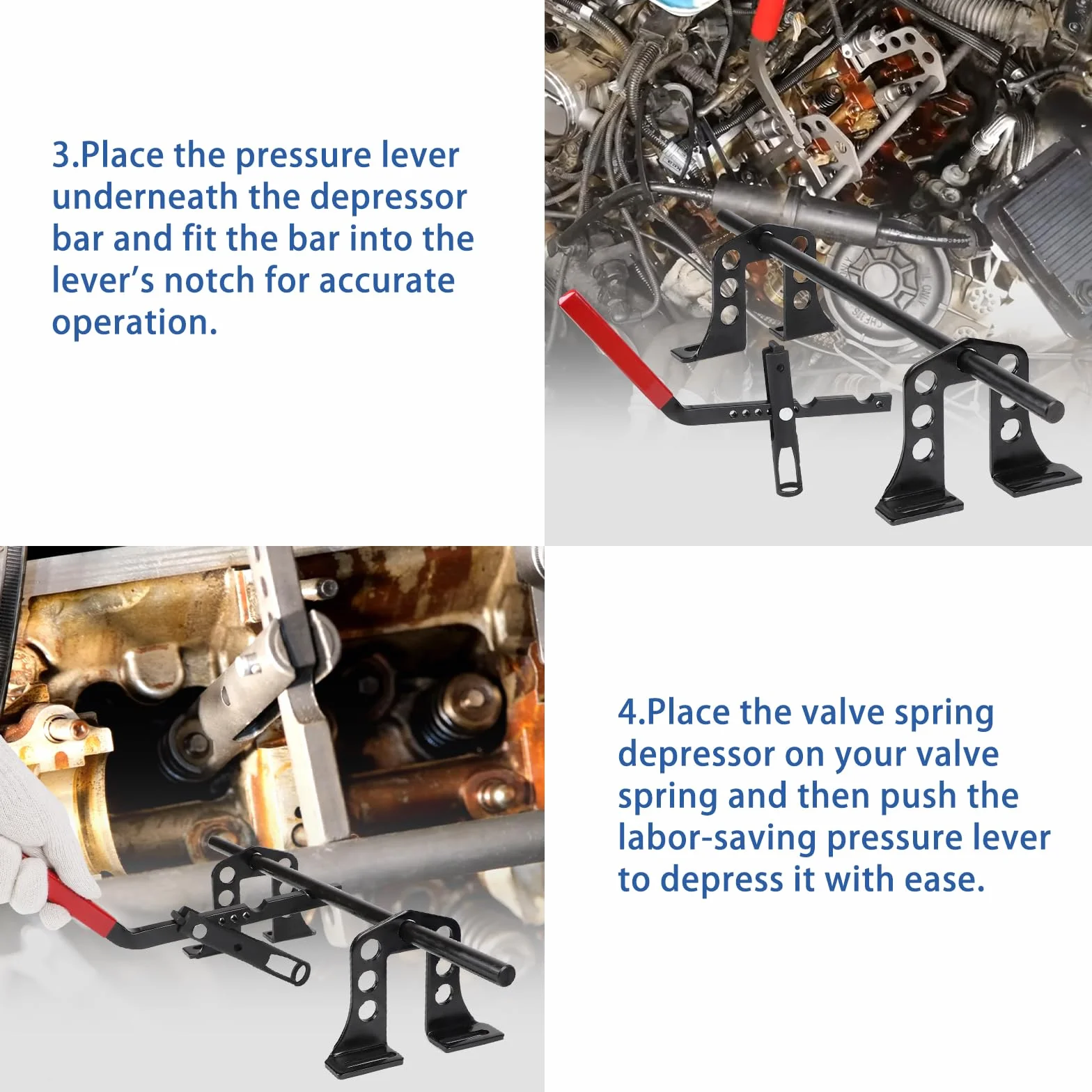 CPROSP Compressore per Molla della Valvola Universale, Riparazione della Guarnizioni per valvole, Adatto per Motori a valvole 8, 16 e 24, per Compressore OHV OHC