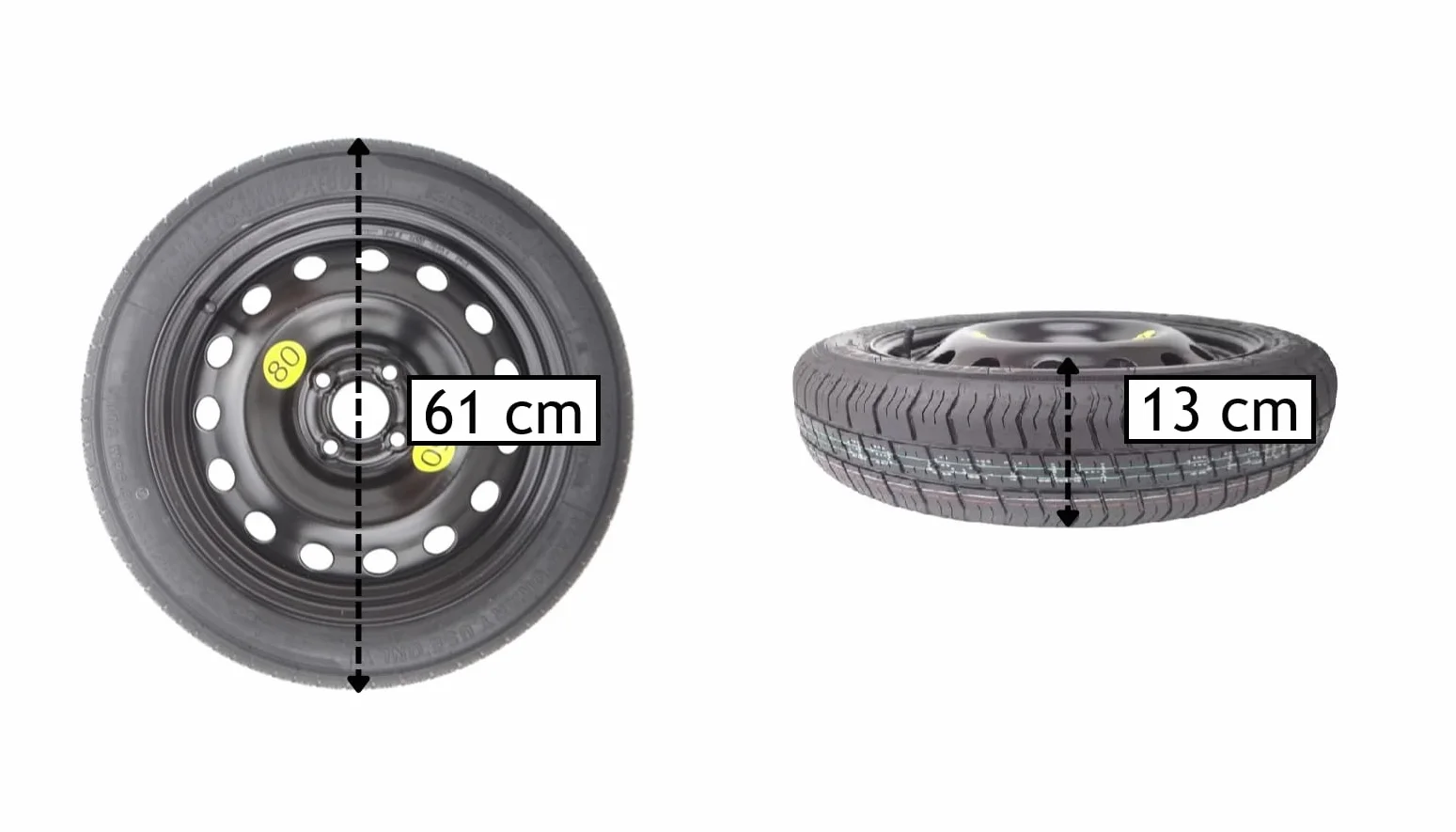 Kit Ruotino di Scorta 16" compatibile con Opel Corsa-F con Cric, Chiave, Guanti e Sacca