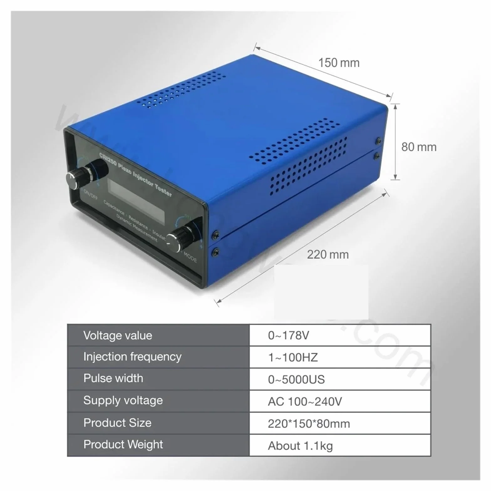 Tester per iniettori CRI250 Tester del flusso d'aria 'iniettore Common Rail piezoelettrico for test di resistenza, capacità, resistenza di isolamento AHE Prova di pressione di apertura, prova di tenut