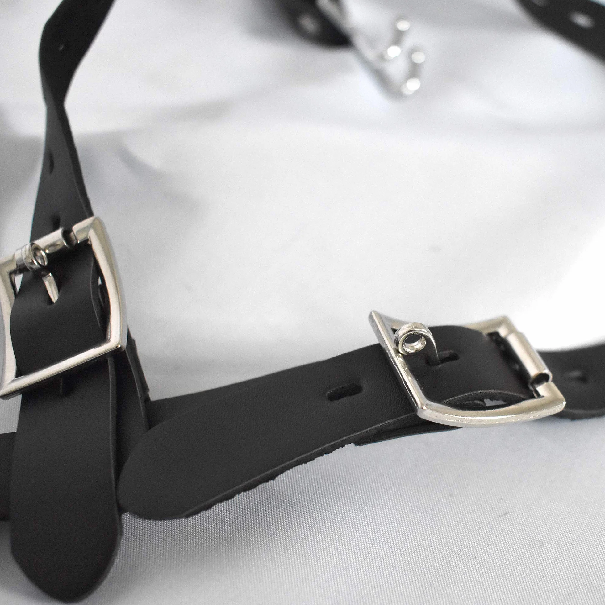 Bavaglio BDSM con gancio nasale e boccale, imbracatura testa bloccabile similpelle, accessorio Bondage regolabile