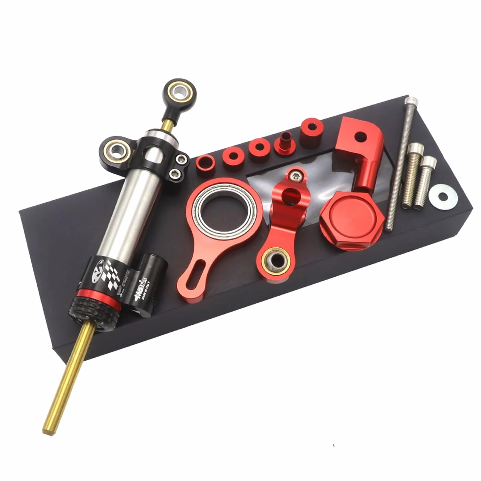 per Yama&ha YZF R1 2002-2016 YZF R6 2006-2017 CNC Moto Top Accessori Stabilizzatore Ammortizzatore di sterzo Montaggio Staffa Kit di Supporto (Color : Red Set)