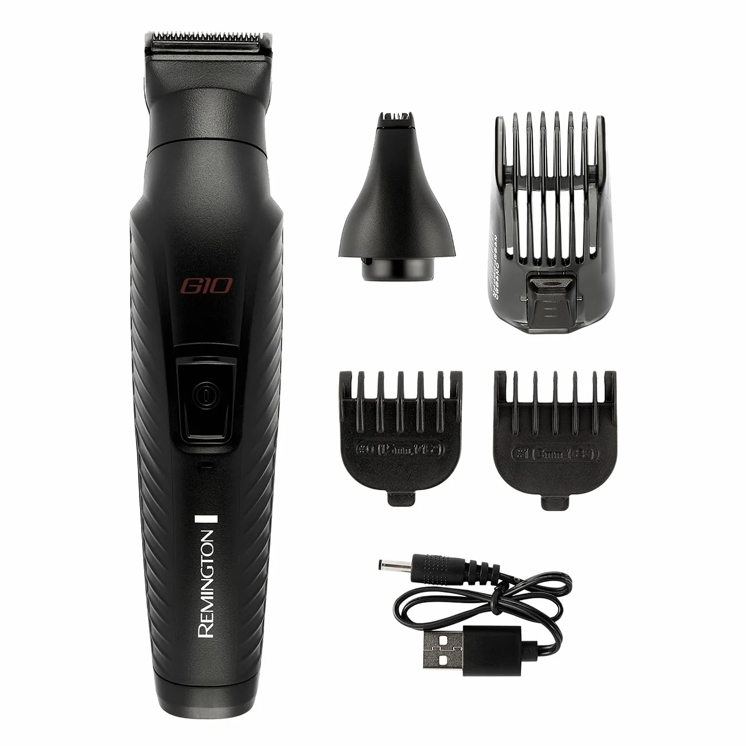 Remington G10 PG2100 Kit Tagliacapelli e Rasoi Barba 10 in 1 con 5 Accessori Trimmer Viso Naso Orecchie Sopracciglia Lame Autoaffilanti