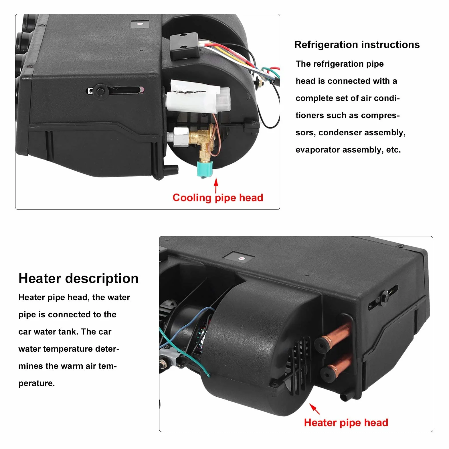 A/C Kit riscaldatore e unità evaporatore 12V 3 velocità 600CFM universale per camion auto