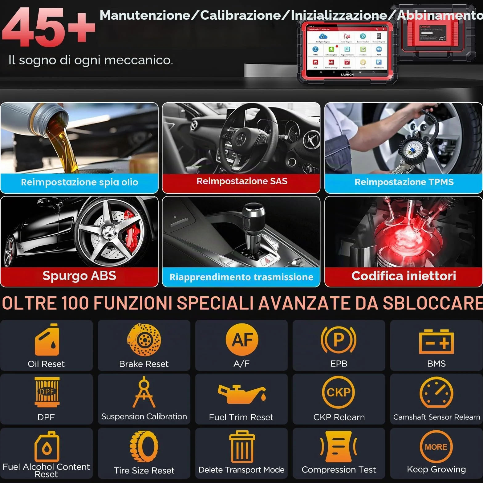 LAUNCH X431 PRO ELITE OBD2 Auto Diagnostica Professionale, Diagnostica Avanzata Tutto Sistema Bi-direzionale, 45+ Servizi, ECU Codifica Online, CANFD&DOIP SGW, Guida V.A.G