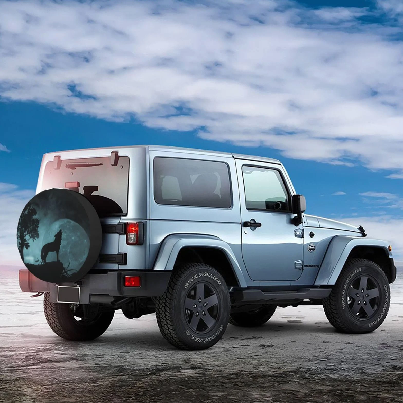 Lupo Ululante Copriruota di Scorta Universale Impermeabile 35,5 cm per Camper SUV Fuoristrada