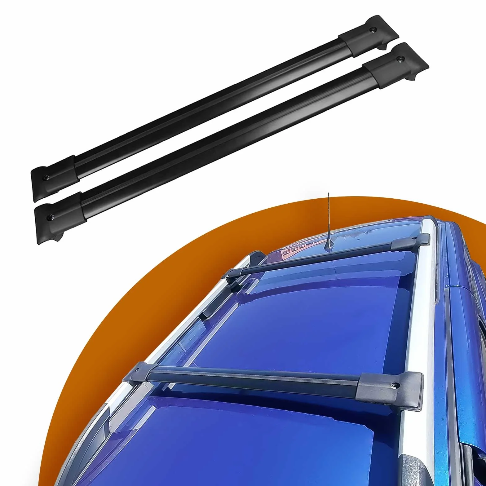 Cross Auto Accessories-Barre Portatutto Compatibili Con Fiat Fiorino/Qubo 2007-2023 Alluminio Portapacchi Auto Barre Da Tetto Set 2 Pcs Nero