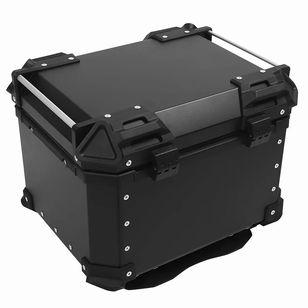 BigKing 45L Bauletto Posteriore Moto, Alluminio Baule da Moto Viaggiare Scatola di Coda con Blocco di Sicurezza per Conservazione Casco Bagagli Grandi, Impermeabile Motorbike Top Box Motociclo Topcase