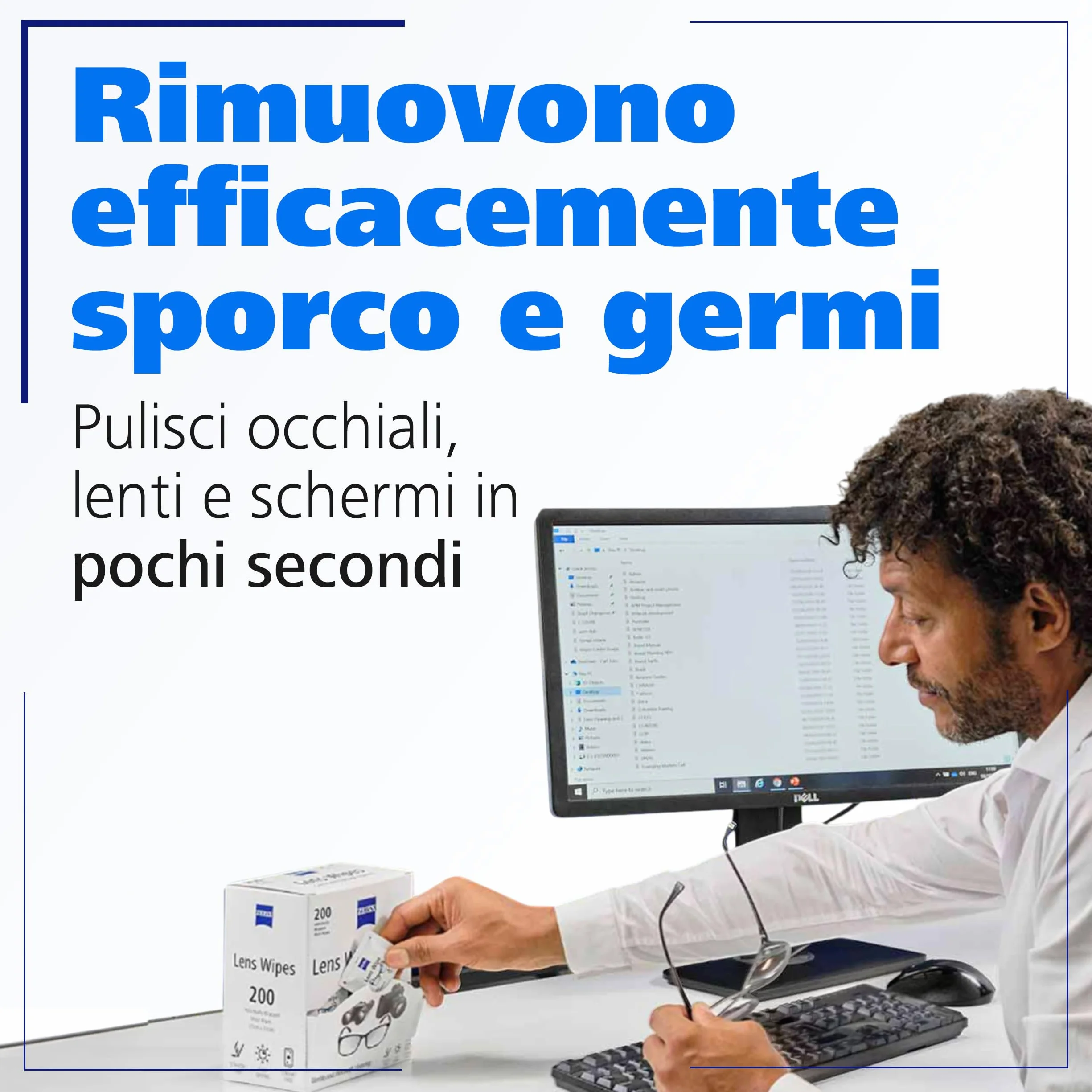 ZEISS Salviette Pulisci Occhiali 200 pezzi Monouso Pulizia Lenti
