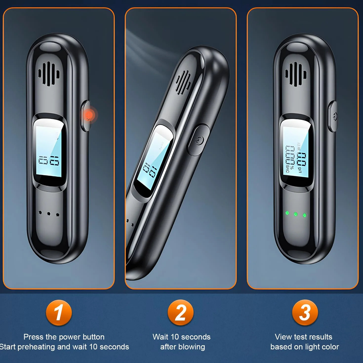 Etilometro Portatile,Etilometro Ricaricabile con Display LCD Digitale Blu, Etilometro con Sensore Portatile per Uso Personale E Professionale (Non è Necessaria La Cerbottana)