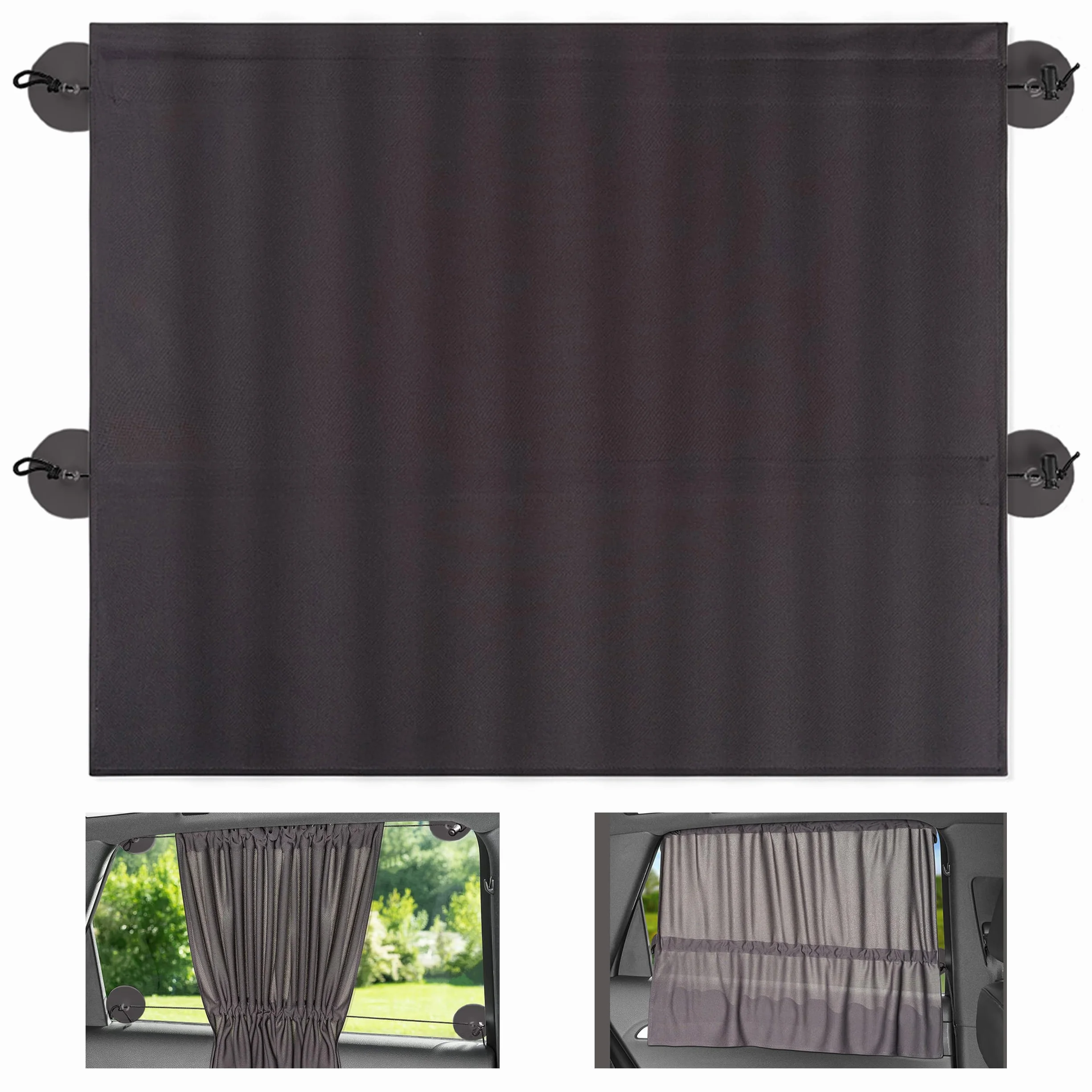 Zamboo - Tendine Parasole Auto Bambini con Ventosa, Protezione UV - 68 x 50 cm XXL - Tendine Auto Finestrini Laterali Grandi Oscuranti- Antracite Nero