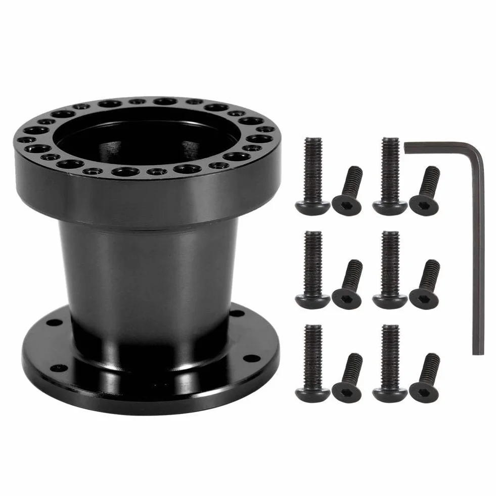 Nikou Mozzo kit adattatore mozzo volante in alluminio distanziale universale 3 pollici auto nero