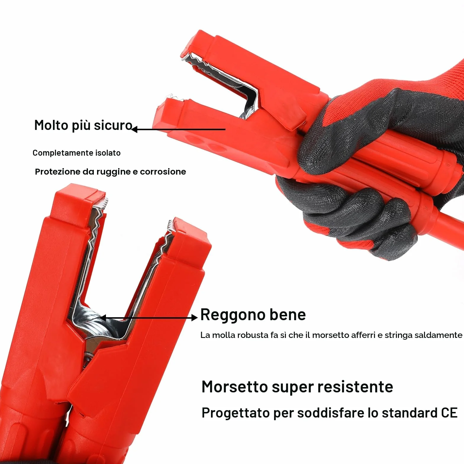MAMIZO Cavo di avviamento, 6 m, 50 mm², 3000 A, cavo di avviamento, 12 V/24 V, avvio rapido, con guanti di protezione, per auto, camion (6 m)