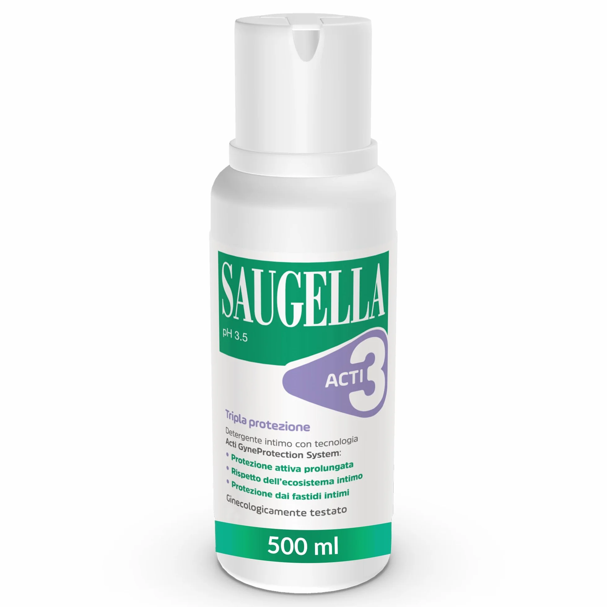 Saugella Acti3 Detergente Intimo pH 3.5 Timo Zinco 500 ml