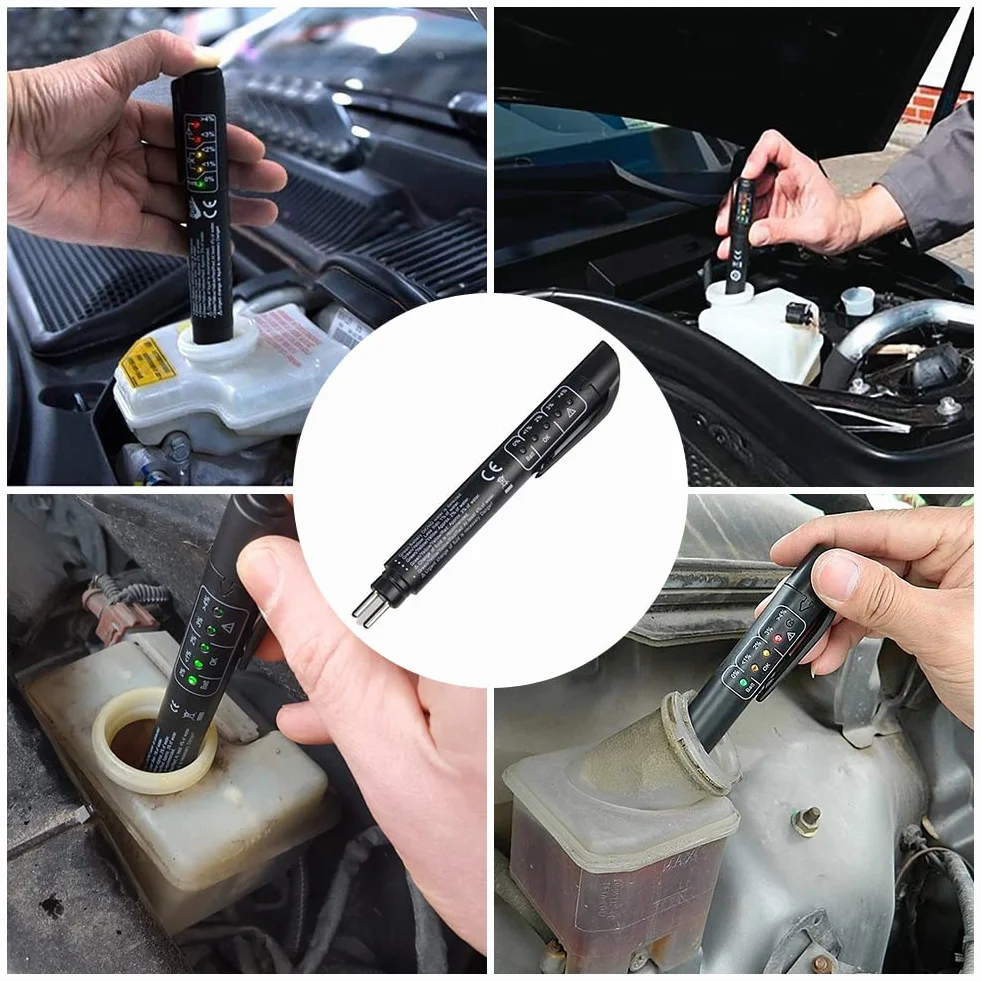 Test Fluido Freni,Brake Fluid Tester,Tester Liquido,Tester Liquido Freni,Fluido Freno Test,Tester Olio Freni,Penna Tester Liquido Freni,5 LED Indicatore,Strumento Test per Auto per DOT3,DOT4,DOT5