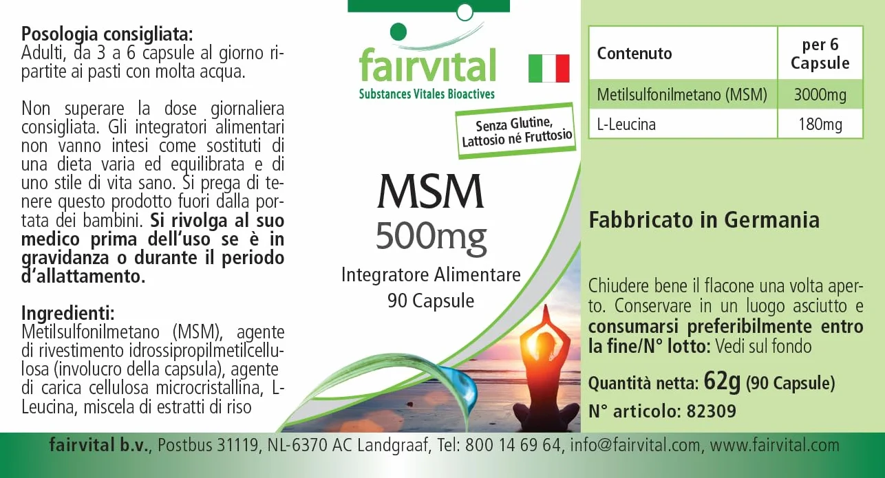 Fairvital MSM 500 mg 90 kapsułek metylosulfonylometan wegańskie