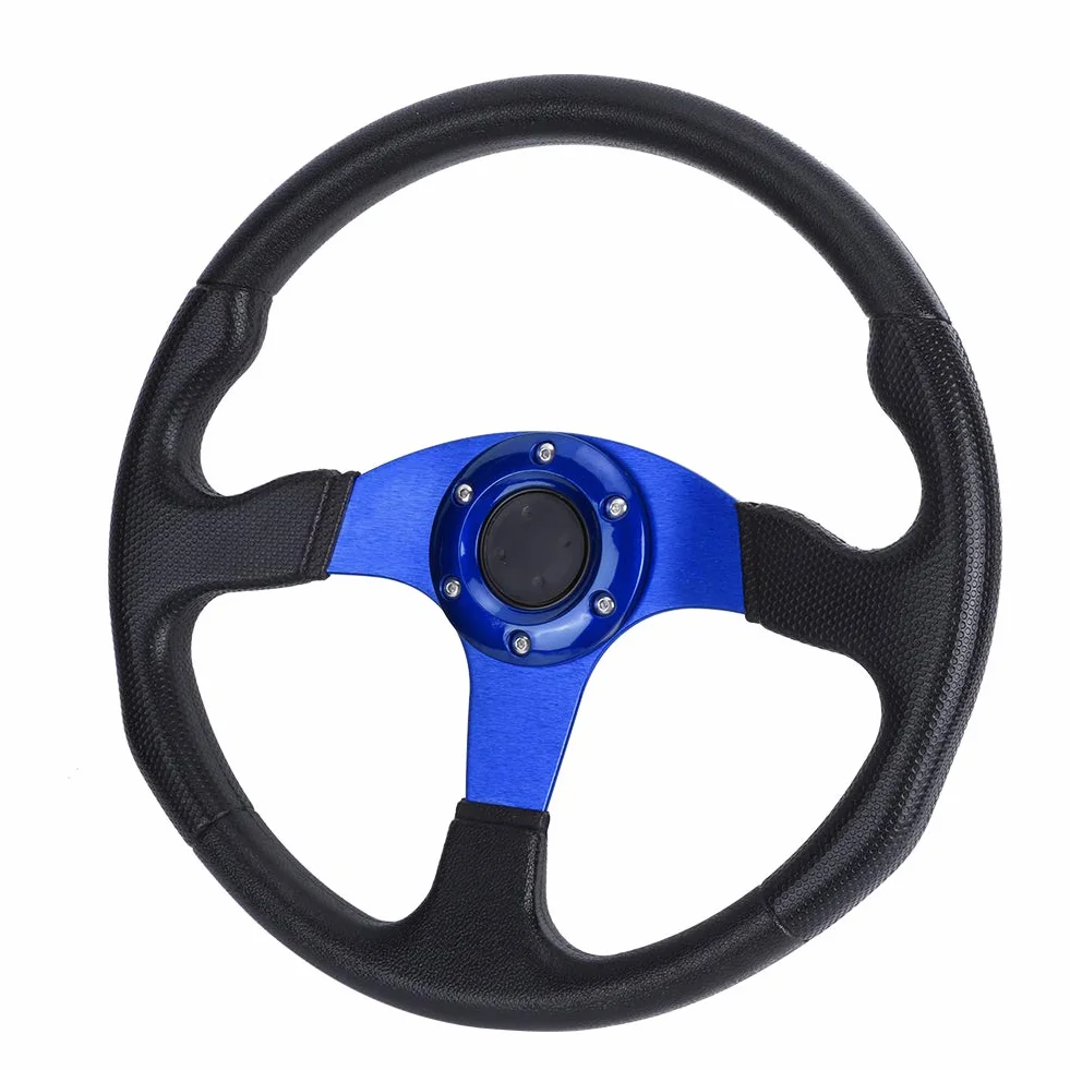 Volante da 350 mm 14 pollici profilo profondo in lega di alluminio per drifting universale 6 bulloni Blu