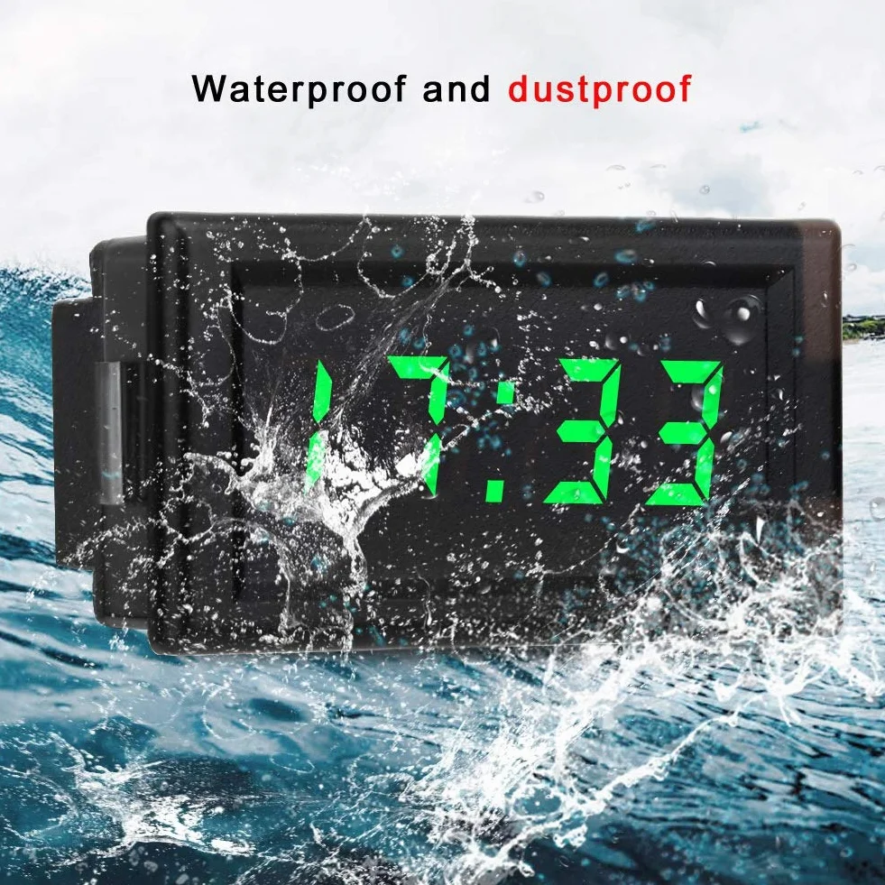 KIMISS DC4.5-30V Display digitale a LED con orologio elettronico per auto antipolvere impermeabile(verde)