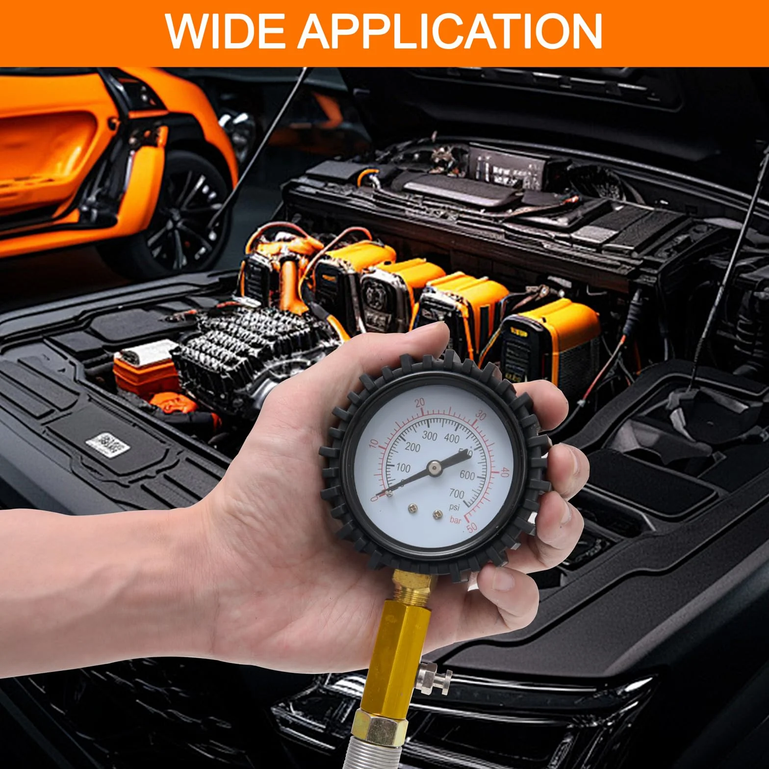 46pz Tester Compressione e Perdite per Motori a Benzina & Diesel, Prova Compressione Motore, Tester di Perdita di Pressione per la Maggior Parte di Auto, Camion, Motociclette