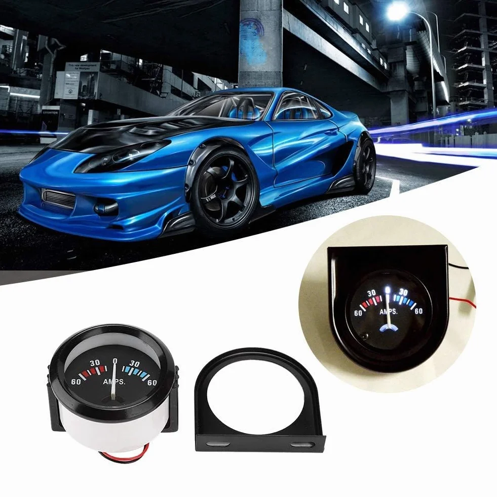 Amperometro per auto, 2 pollici 52mm Amperometro Voltmetro 60-0-60A AMP Voltmetro per Modificaton ABS 12V