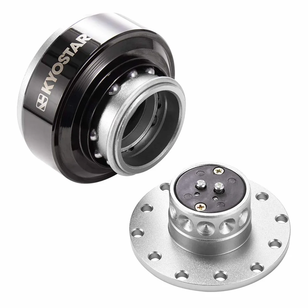 Kyostar Kit Boss con Adattatore Quick Release per Volante in Titanio e Nabe in Alluminio Argento