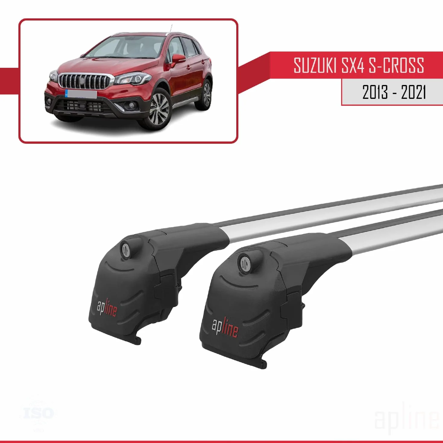 Compatibile con Suzuki SX4 S-Cross 2 (JY) 2013-2021 Modello ACE-2 Barre Tetto Portapacchi Auto Barre Portatutto Grigio Alluminio 2 Barre
