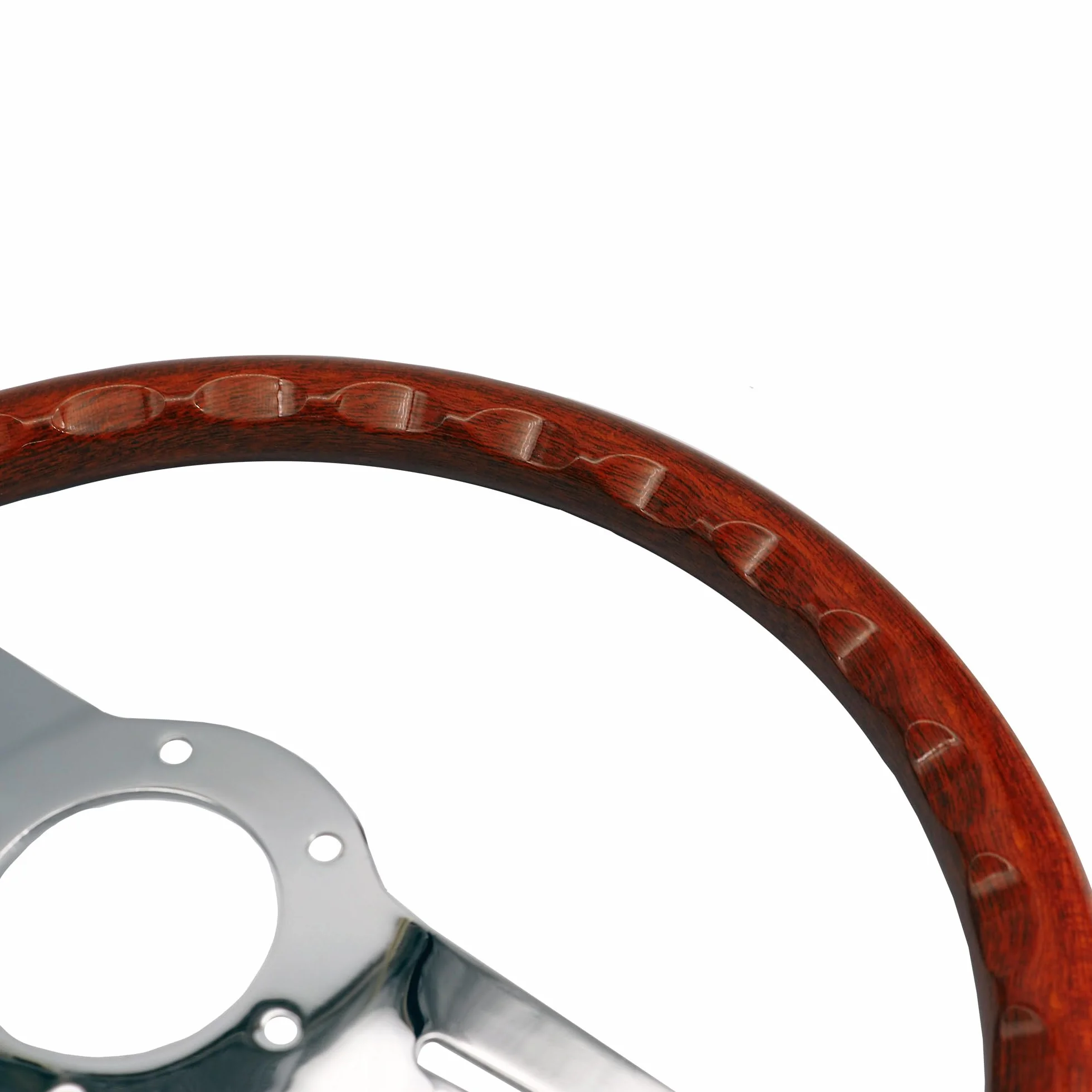 SIMONI RACING RESIA Volante Sportivo Universale Legno Look Razze Cromate Foratura Nardi