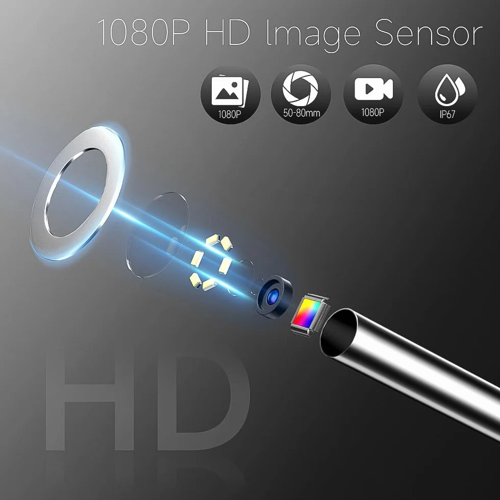 Endoscopio Industriale Bi-Direzionale Schermo IPS 5'' Sonda 6.2mm