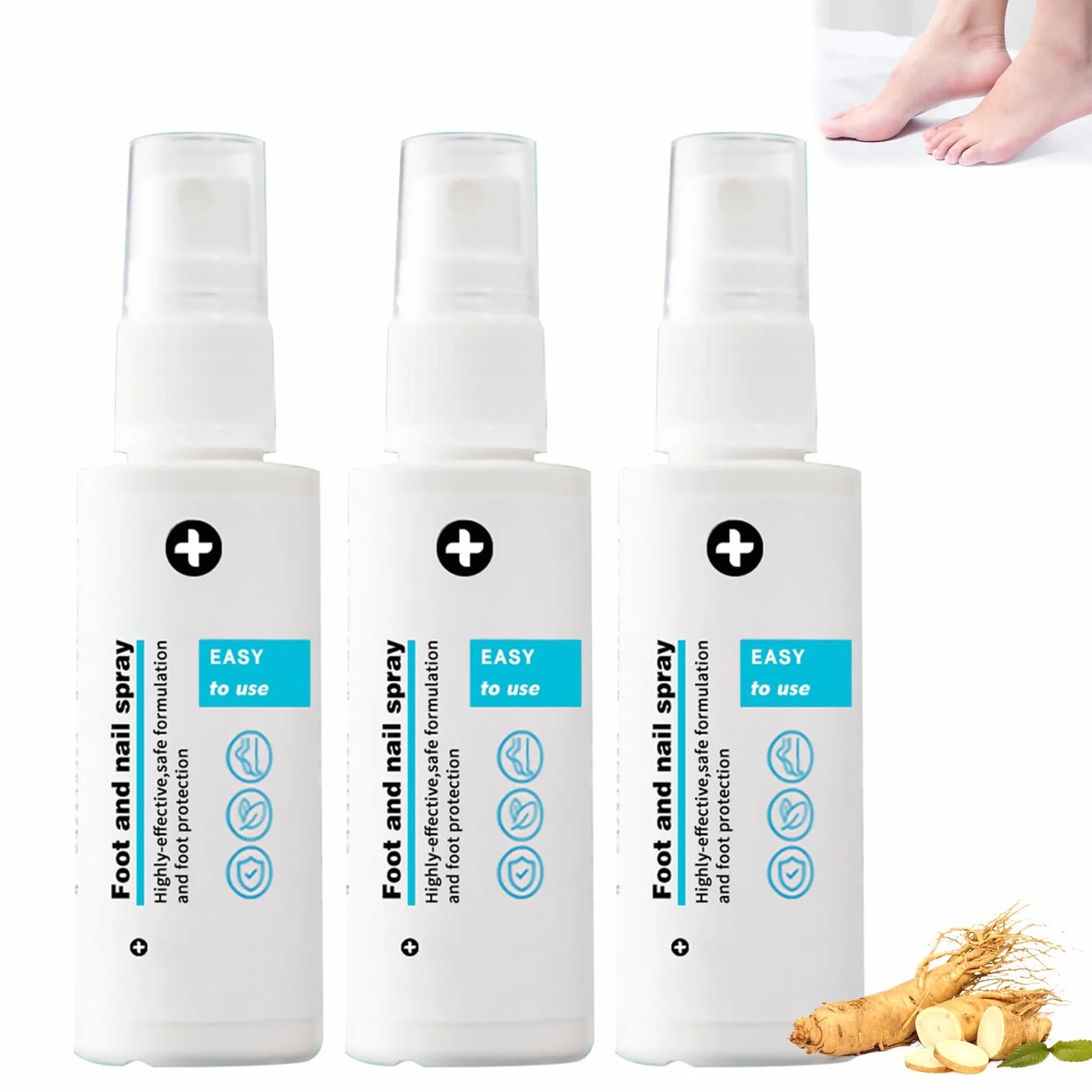 Spray per piedi 3 pezzi cura piedi riparazione unghie controllo odori infezioni